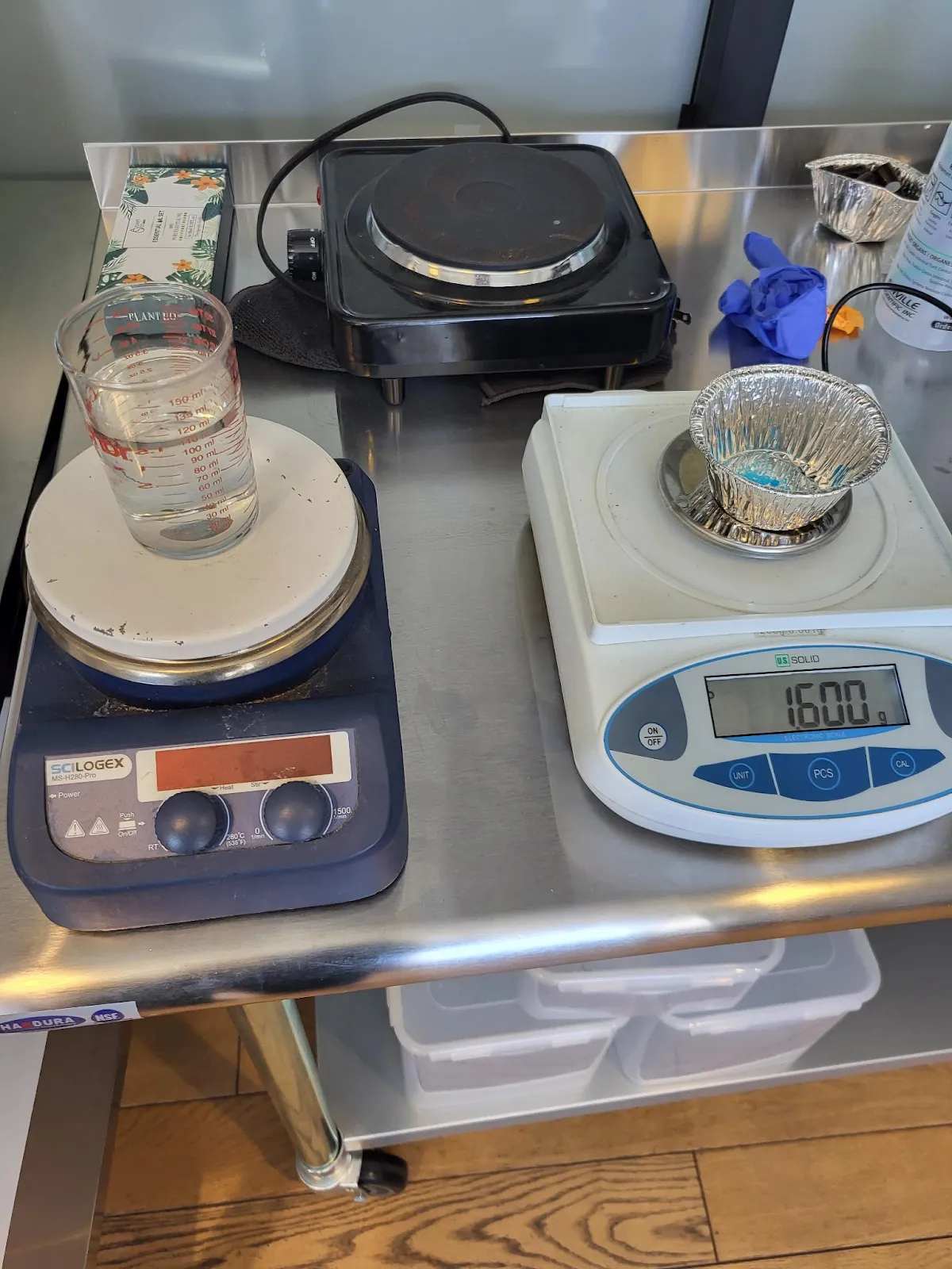 Copper solution in a water bath