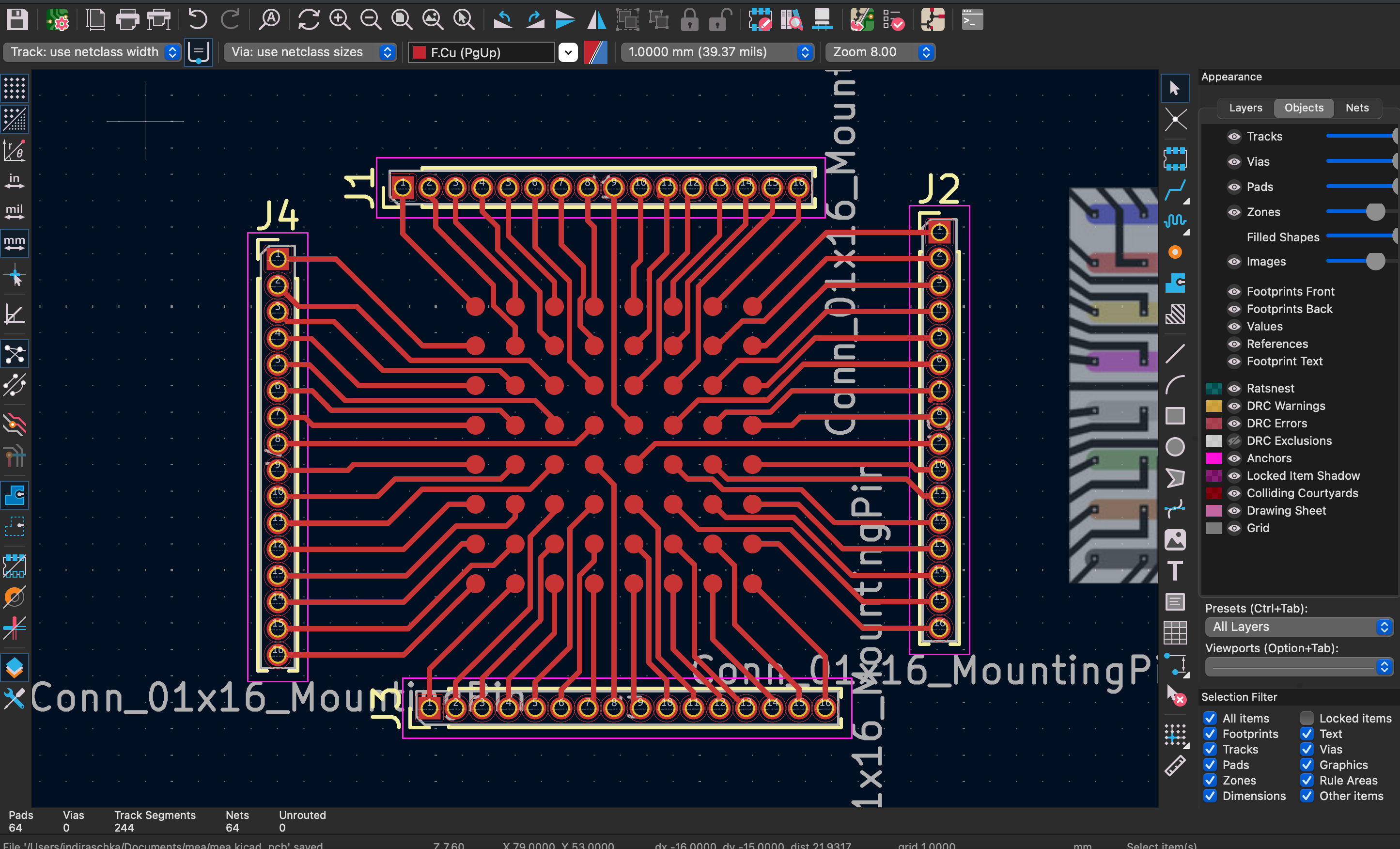 MEA routes in KiCad